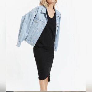 Bassike Tank Dress Bias Raw Hem Midi Cotton Medium Beachy Boho Coastal Chic